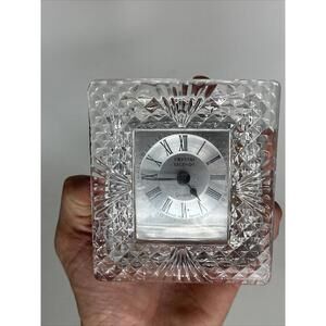 CRYSTAL LEGENDS By Godinger Vintage Square Clock Quartz Lead Crystal